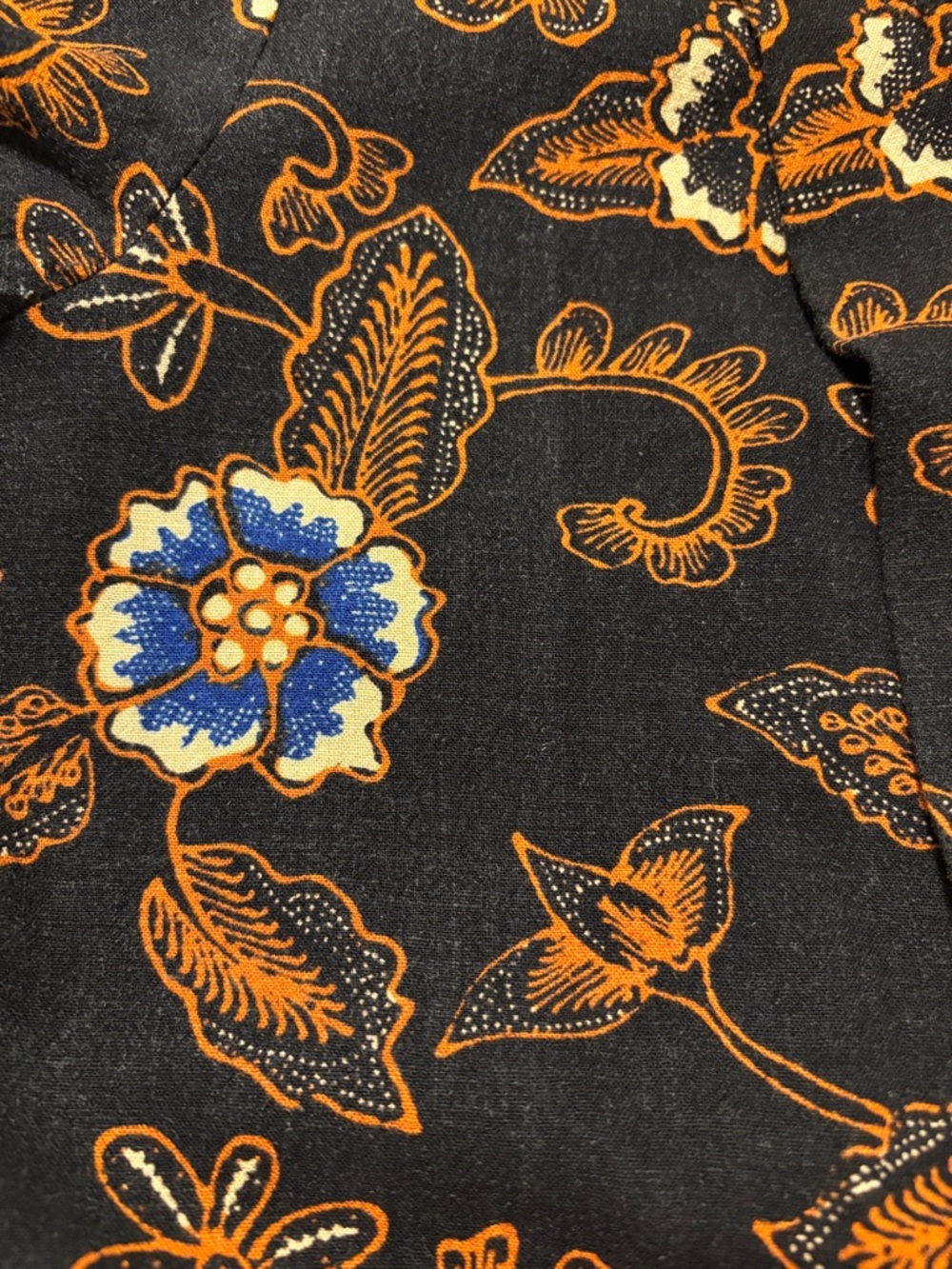 Anthropologie Black Floral Duster Coat with Orange & Blue Accents - Picture 13 of 13